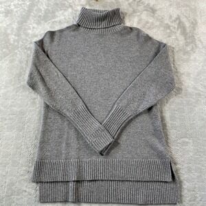 J Crew Sweater Womens XS Gray Wool Blend Ribbed Turtleneck‎ Tunic Light Casual